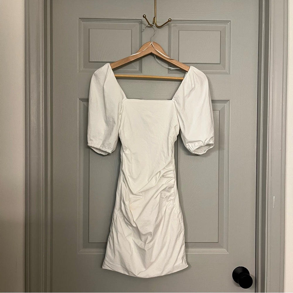Astr White Puff Sleeve Mini Dress
